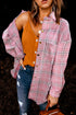 Plaid Pattern Buttoned Shirt Coat With Slits